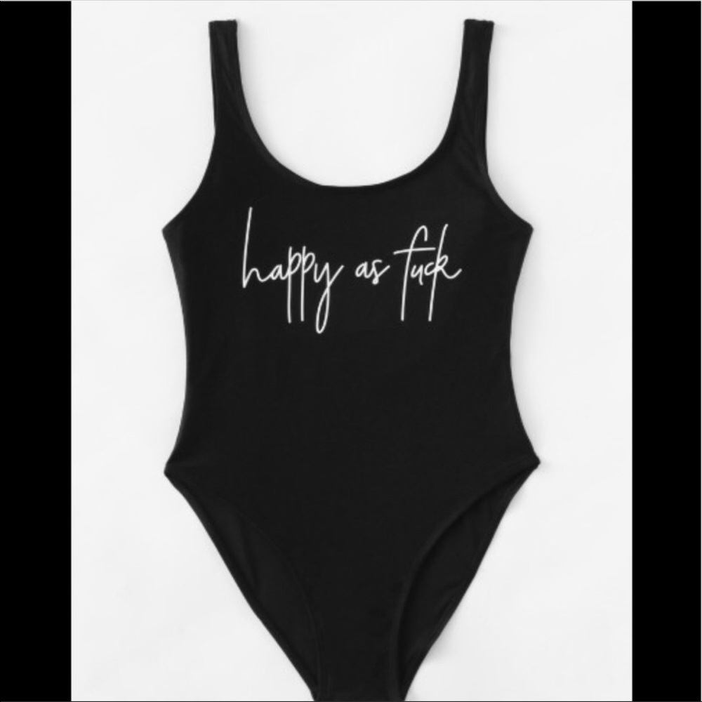 NEW 5⭐️RATED ONE PIECE BLACK HAPPY AS F SWIMWEAR
